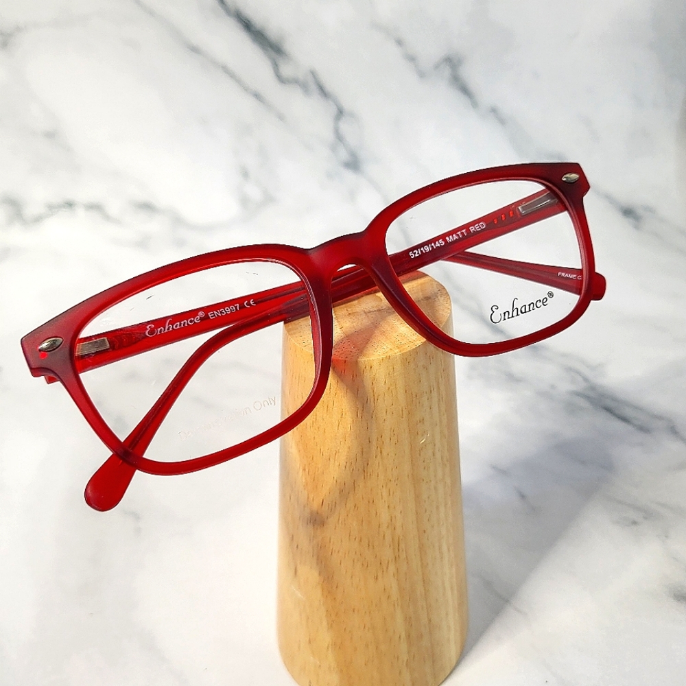 NEW Rx'able Eyeglass Frame, Matte RED glasses, full rim lightweight 52-19-145